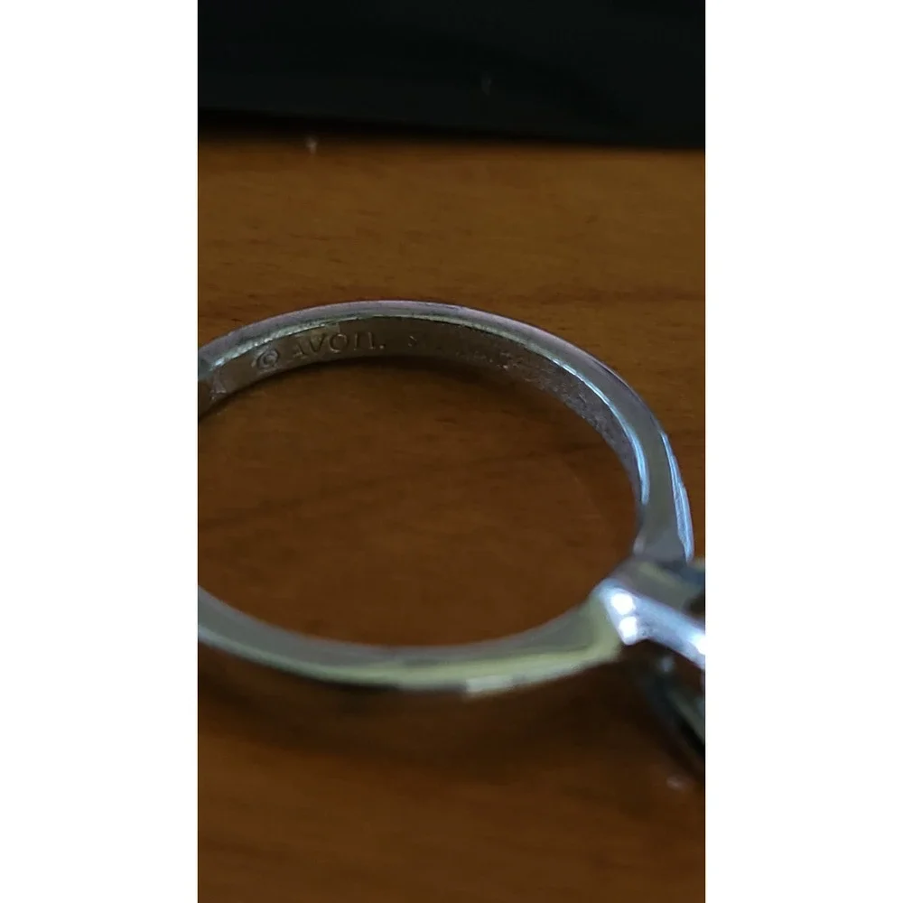Vintage AVON Sterling Silver Clear Spinel CZ Solitaire Ring Size 7.5 2.75g